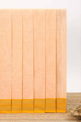 Cream shade plain bengal cotton saree contrast border and blouse