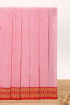 Pink plain bengal cotton saree with contrast border and blouse