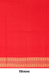 Pink plain bengal cotton saree with contrast border and blouse
