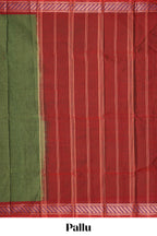 Green plain design bengal cotton saree with contrast border and matching blouse