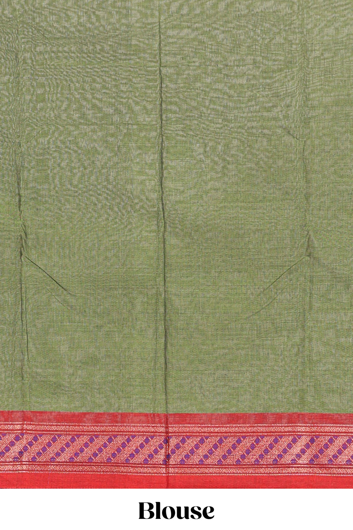 Green plain design bengal cotton saree with contrast border and matching blouse