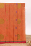 Orange geometric motifs design bengal cotton saree with contrast border and blouse