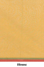 Orange geometric motifs design bengal cotton saree with contrast border and blouse