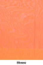 Orange motifs design bengal cotton saree with self border and matching blouse