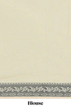 Powder green motifs design bengal cotton saree with self border and matching blouse