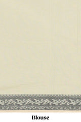 Powder green motifs design bengal cotton saree with self border and matching blouse