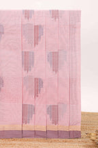 Powder pink motifs design bengal cotton saree with self border and matching blouse