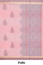 Powder pink motifs design bengal cotton saree with self border and matching blouse