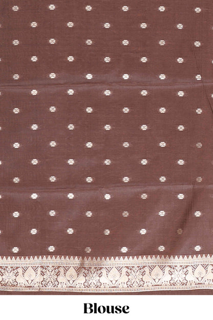 Rust orange zari checked design semi soft silk saree with contrast bentex zari border and pallu