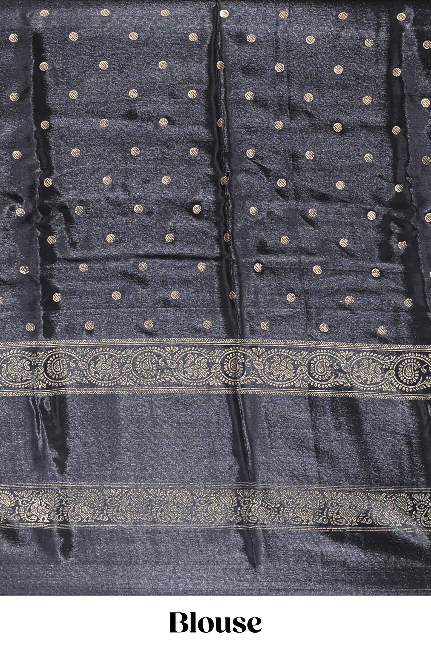 Red zari butta semi soft silk saree with contrast black bentex border and zari striped pallu