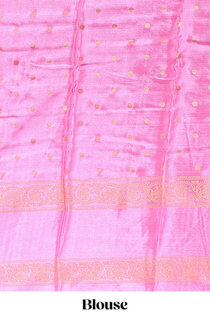 Bottel green zari butta semi soft silk saree with contrast bentex border and zari striped pallu