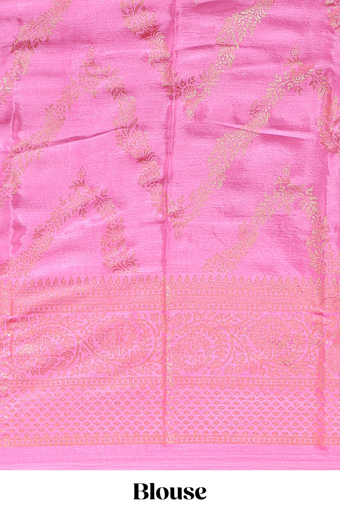 Green floral vine chevron design semi soft silk saree with contrast zari border and striped pallu