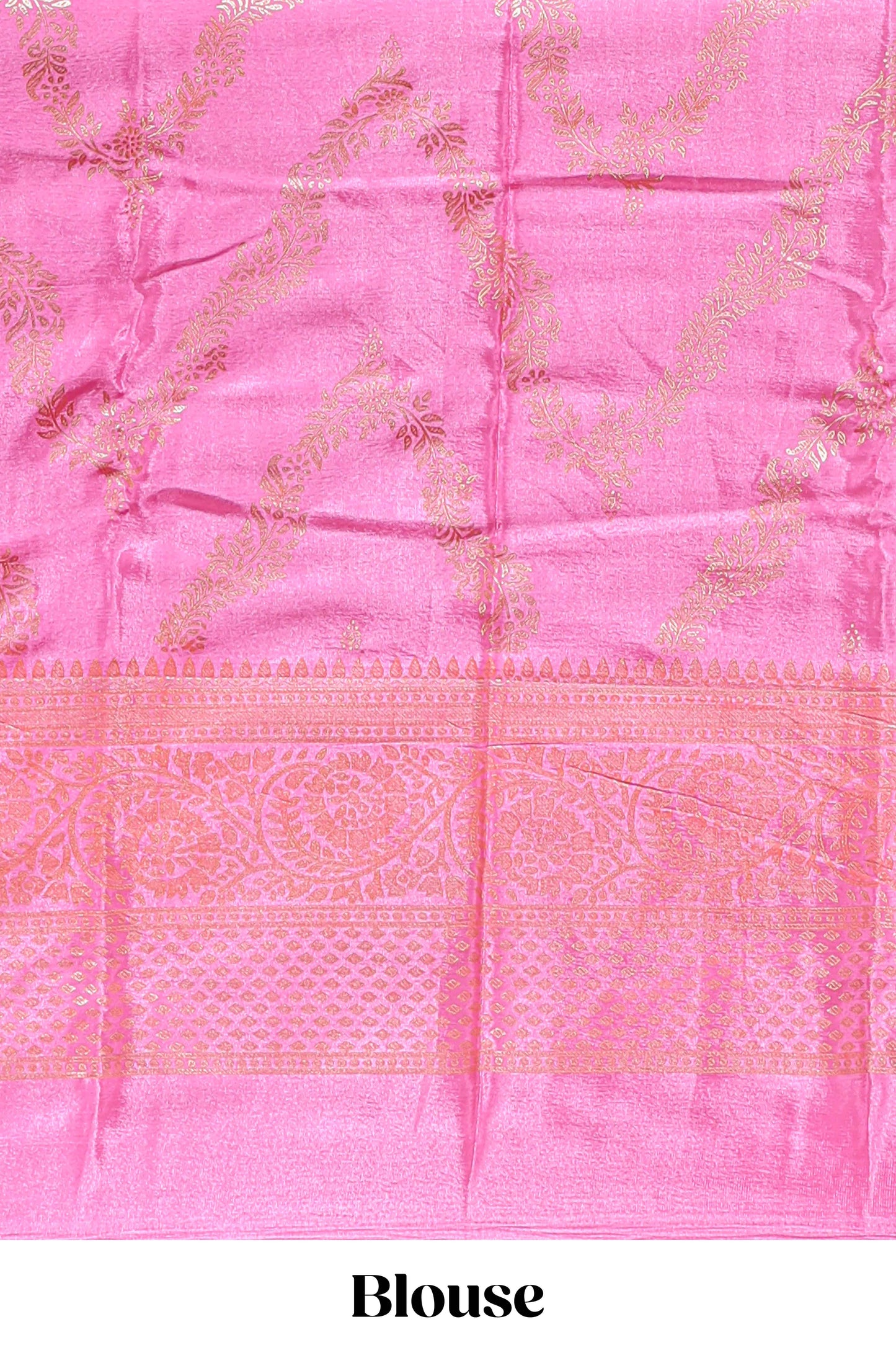 Red floral vine chevron design budget semi soft silk saree with contrast zari border and striped pallu
