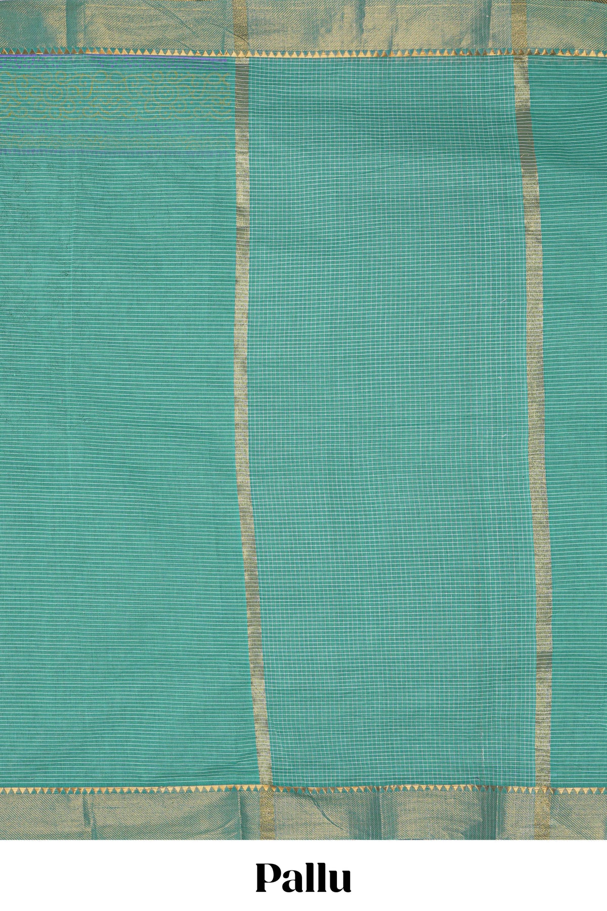 Green striped floral design chirala cotton saree with self zari border and matching blouse