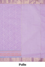 Lavender striped floral design chirala cotton saree with self zari border and matching blouse