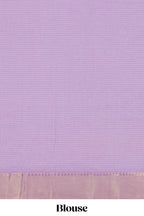 Lavender striped floral design chirala cotton saree with self zari border and matching blouse