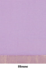 Lavender striped floral design chirala cotton saree with self zari border and matching blouse