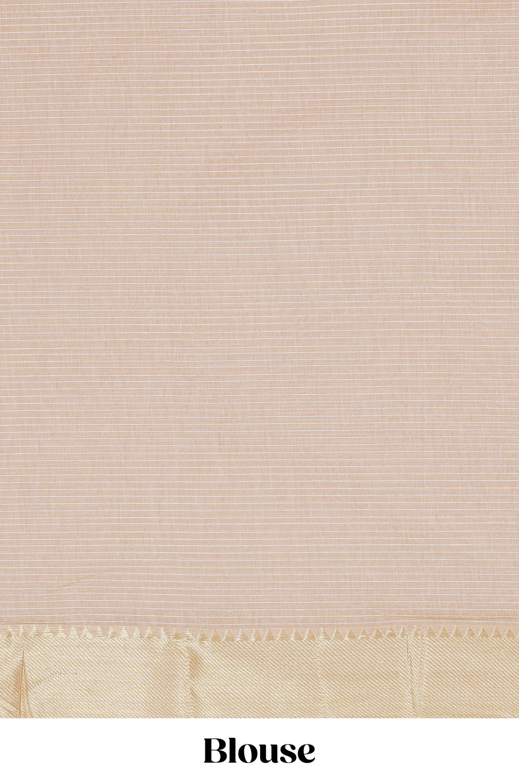 Peach striped floral design chirala cotton saree with self zari border and matching blouse
