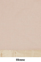 Peach striped floral design chirala cotton saree with self zari border and matching blouse