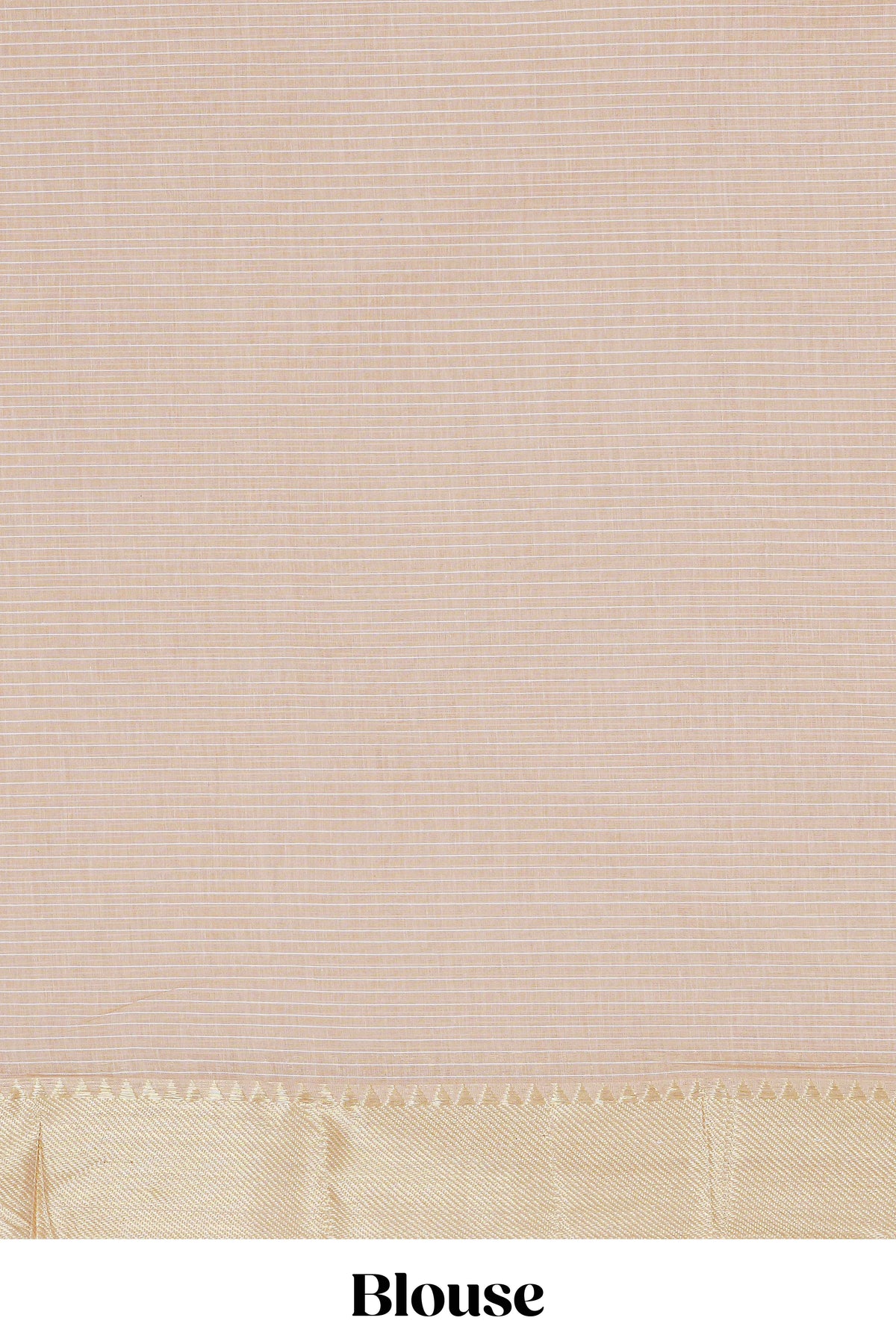 Peach striped floral design chirala cotton saree with self zari border and matching blouse