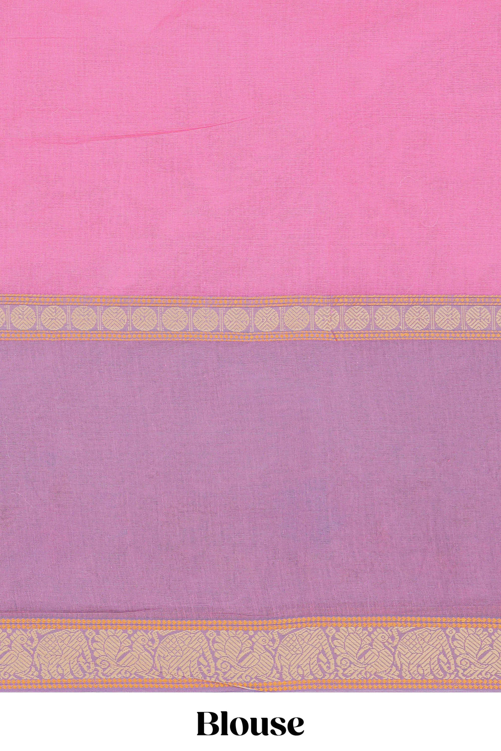 Pink birds motifs design chirala cotton saree with contrast border and matching blouse