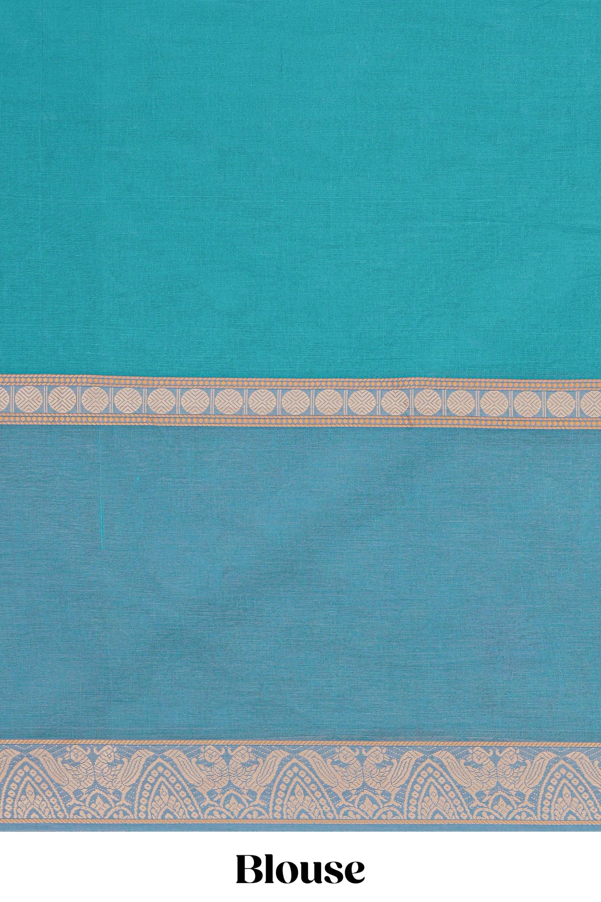 Green floral design chirala cotton saree with contrast border and matching blouse