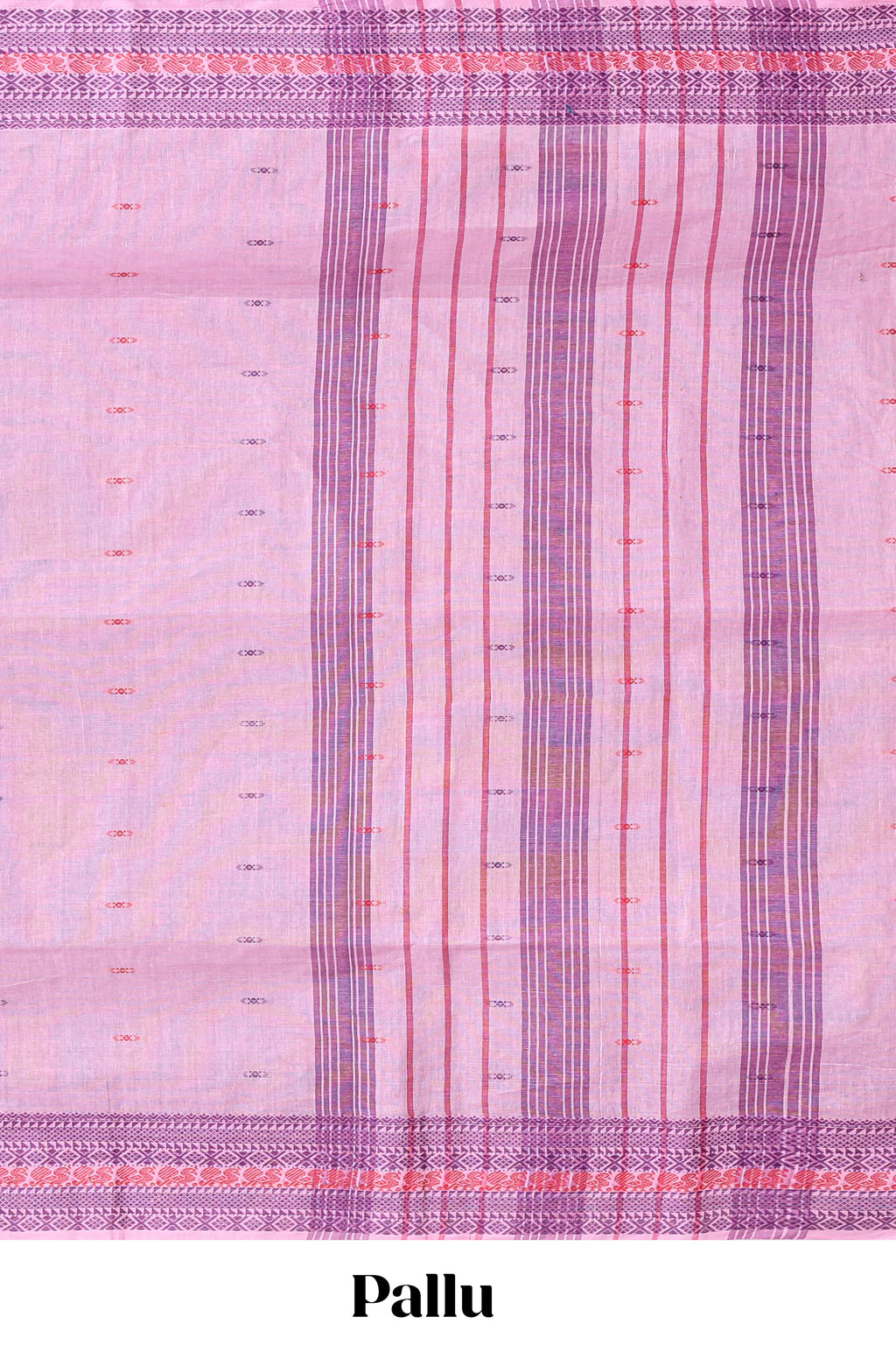 Pink motifs design chirala cotton saree with self border and striped pallu