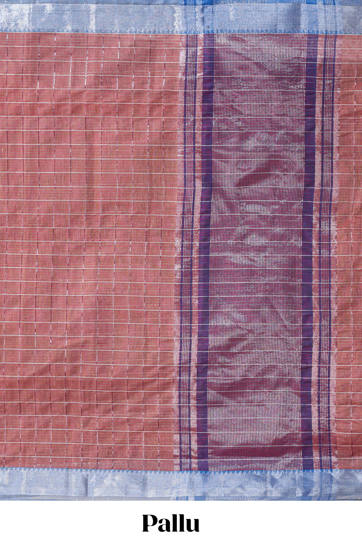 Rust red checked design chirala cotton saree with contrast border and striped blouse