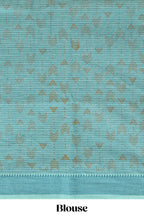Green checked floral design chirala cotton saree with self border and printed blouse
