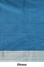 Stone blue striped design chirala cotton saree with contrast border and striped blouse