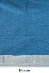 Stone blue striped design chirala cotton saree with contrast border and striped blouse