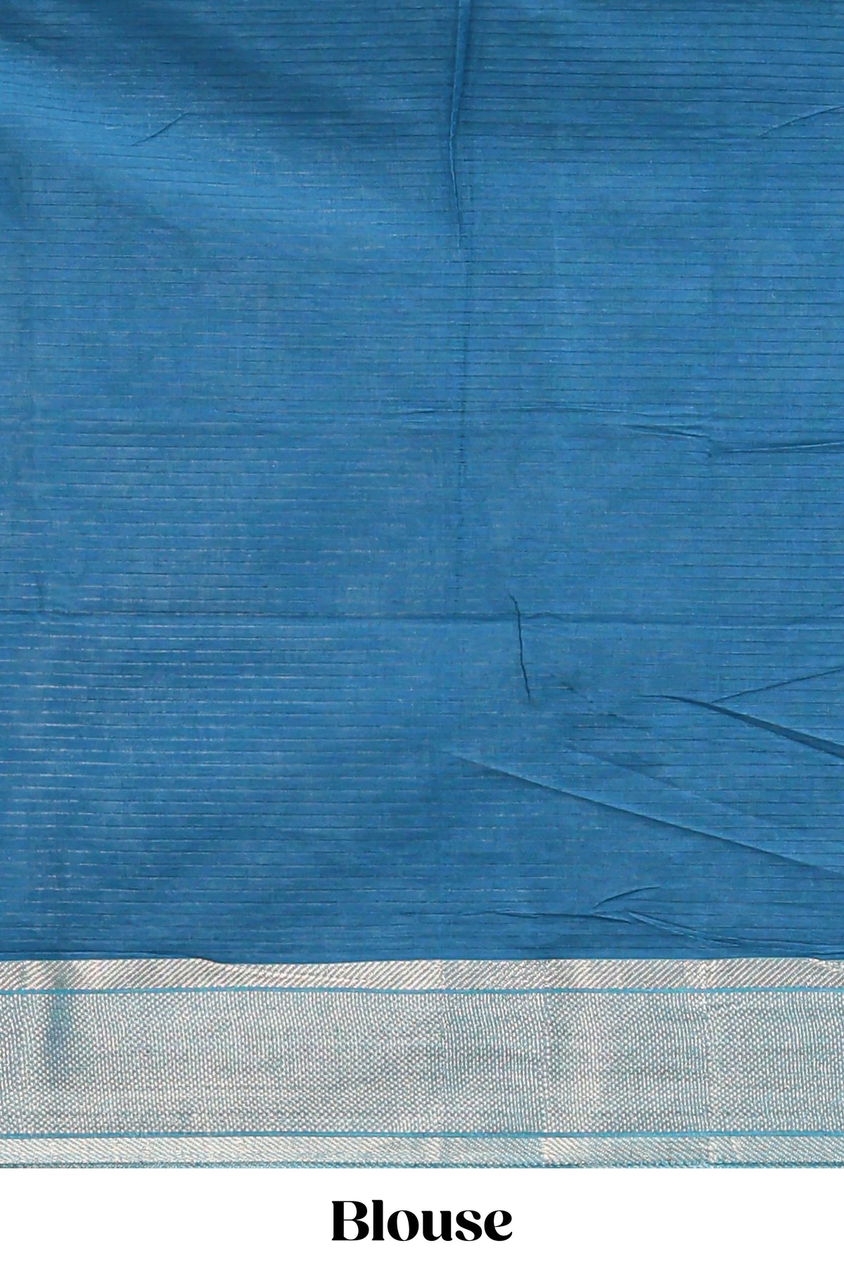 Stone blue striped design chirala cotton saree with contrast border and striped blouse