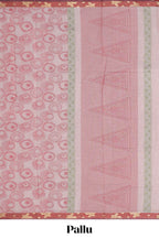 Dusty pink unique designed chirala cotton saree with contrast border and self geometric designed pallu