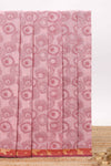 Pink unique designed chirala cotton saree with contrast border and self geometric motif pallu