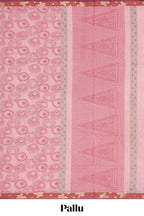 Pink unique designed chirala cotton saree with contrast border and self geometric motif pallu