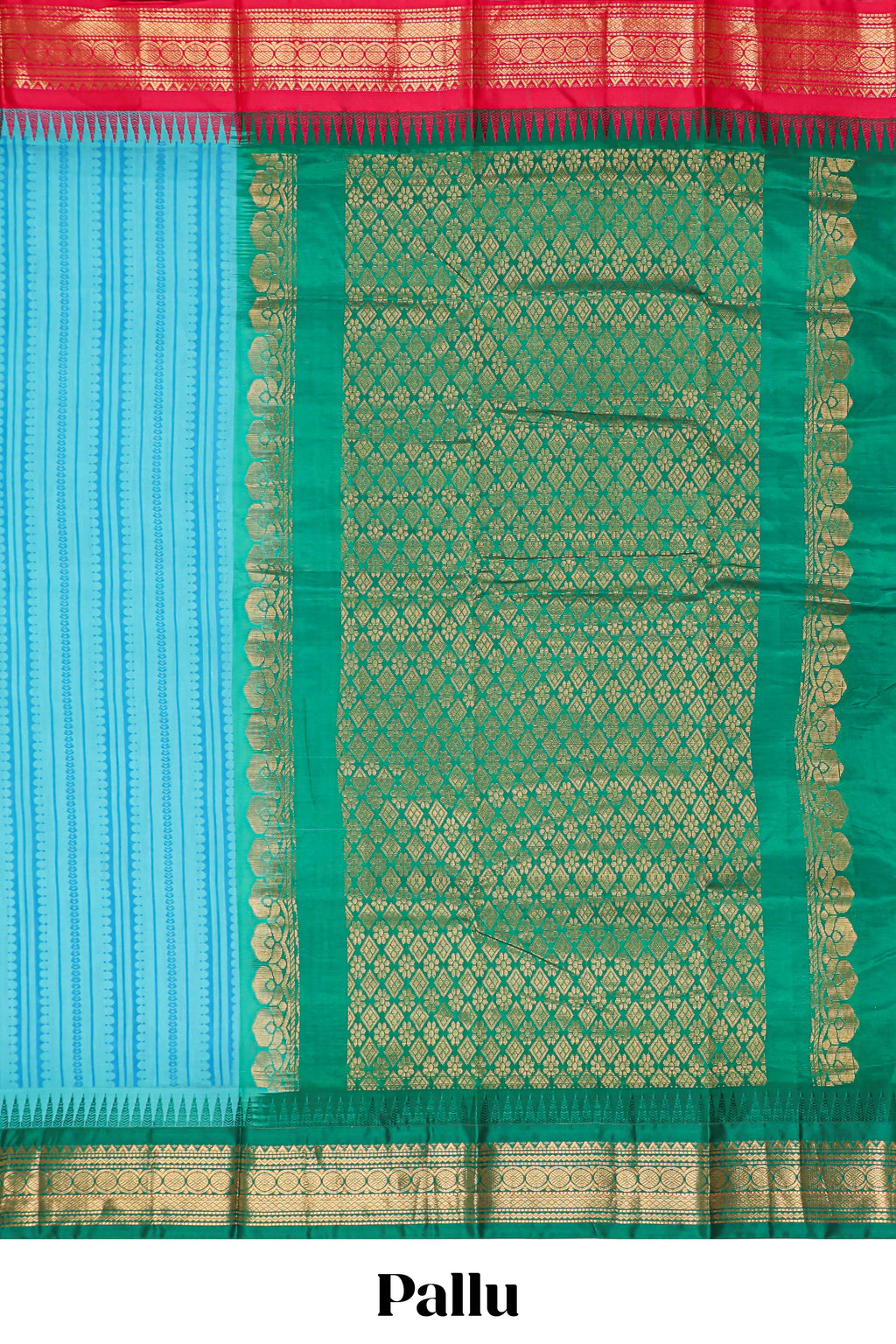 Blue striped chirala cotton saree with contrast zari border and pallu