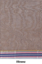 Mustard yellow floral design chirala cotton saree with contrast border and blouse