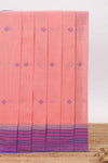 Pink peach design chirala cotton saree with contrast border and blouse