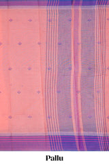 Pink peach design chirala cotton saree with contrast border and blouse
