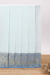 Soft powder blue plain chirala cotton saree with contrast zari border and blouse