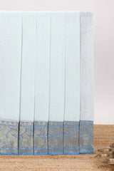 Soft powder blue plain chirala cotton saree with contrast zari border and blouse