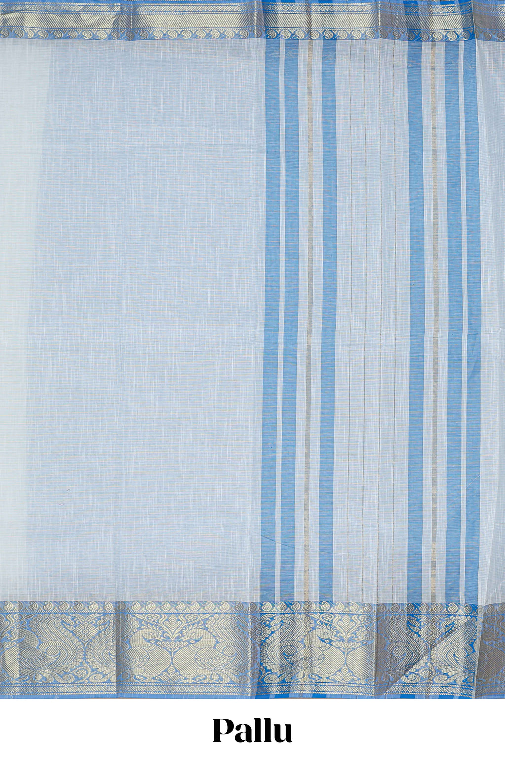Soft powder blue plain chirala cotton saree with contrast zari border and blouse