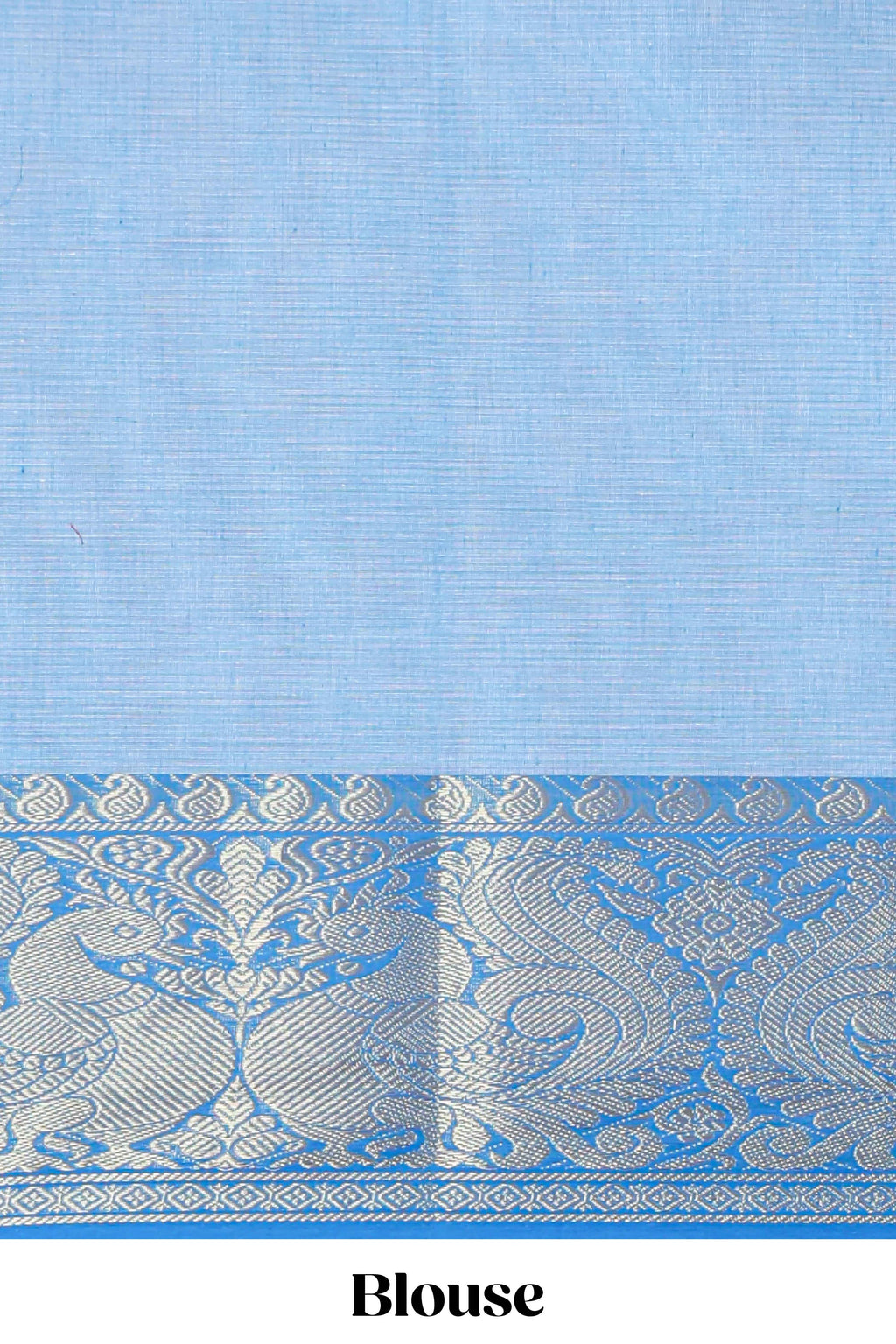 Soft powder blue plain chirala cotton saree with contrast zari border and blouse