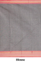 Mustard brown butta designed chirala cotton saree with contrast border and blouse