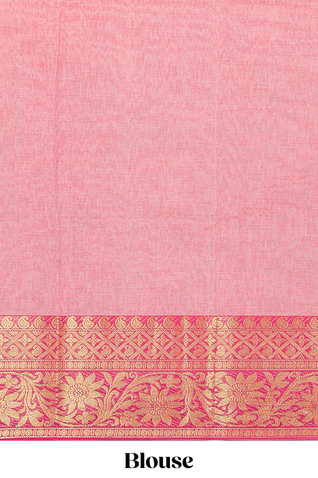 Pale peach plain design chirala cotton saree with contrast border and striped design pallu