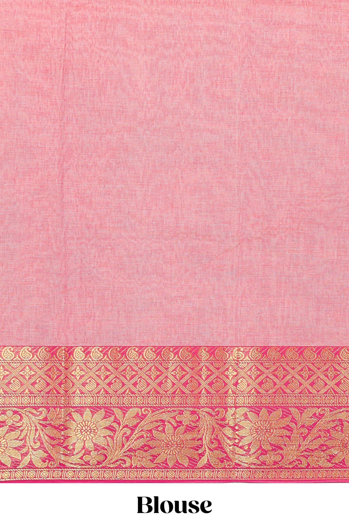 Pale peach plain design chirala cotton saree with contrast border and striped design pallu