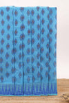 Blue butta design chirala cotton saree with self border and contrast blouse