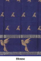 Green bird butta design chirala cotton saree with contrast border and motifs blouse