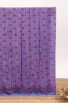 Violet striped floral butta design chirala cotton saree with self border and contrast blouse