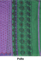 Violet striped floral butta design chirala cotton saree with self border and contrast blouse